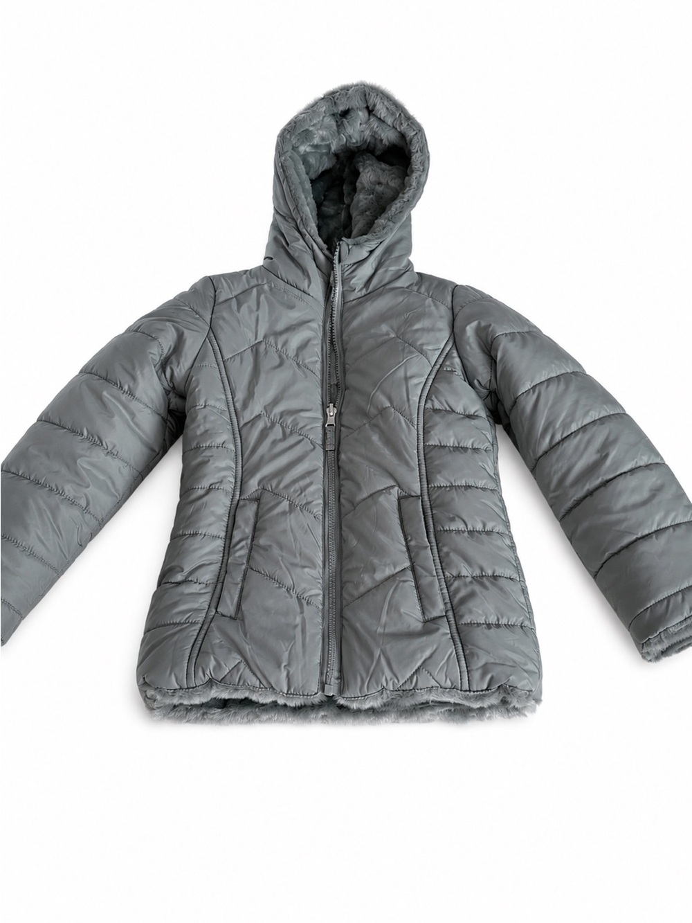 Madden Girl Girls' Quilted Hooded Puffer Jacket in Moss size 6X NWT